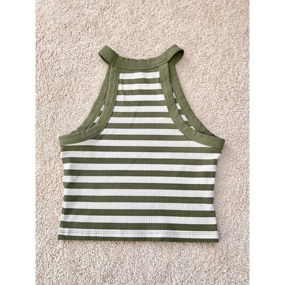 American Eagle Cropped stripped cami High neck tank top Size S - Picture 2 of 4